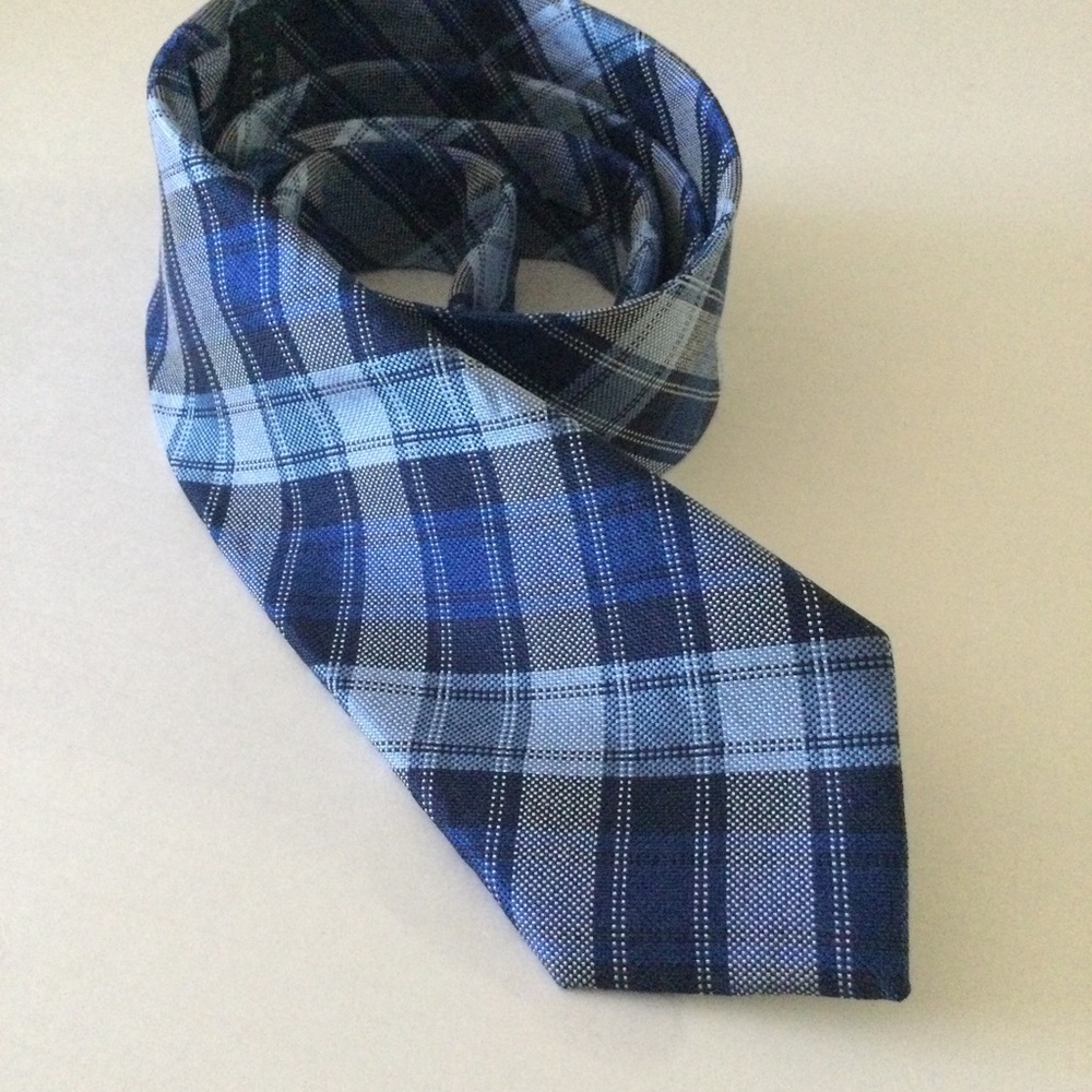 TED BAKER LONDON SILK PLAID TIE BLUE NWOT